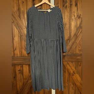 Blue and black gingham midi dress. Size medium.